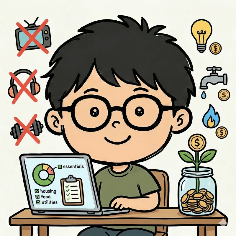 固定費を見直して釣り資金を貯めるつりプラくんのイラスト